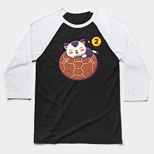 Cute cat sleeping on a football Baseball T-Shirt